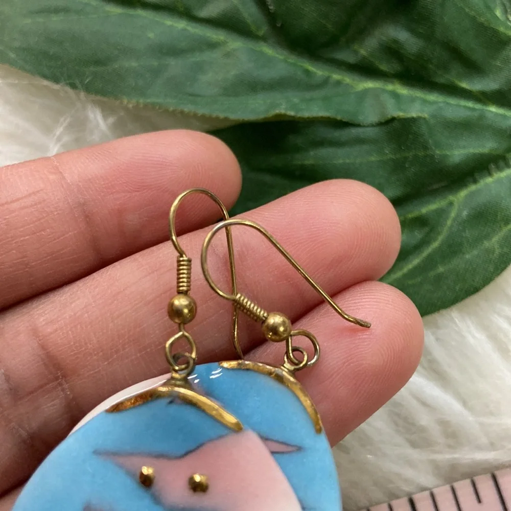 Ceramic Pastel Color Gold Tone Earrings